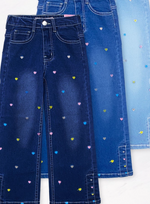 Load image into Gallery viewer, Girl&#39;s Relax Fit Jeans W/Hearts Emb
