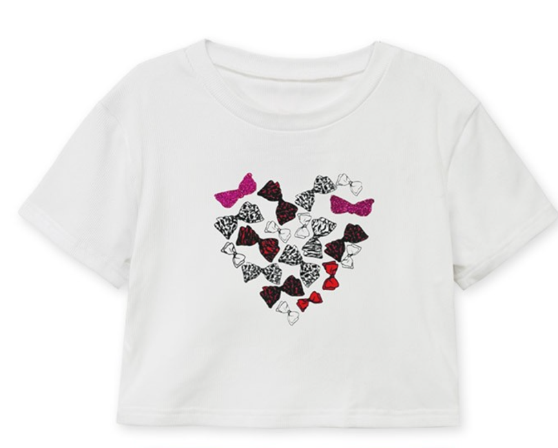 Girl's printed top Heart Sequin