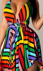 Load image into Gallery viewer, Colorblock V Neck Bohemian dresses
